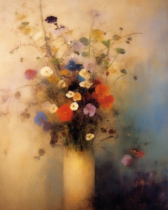 Flori salbatice in vaza crem