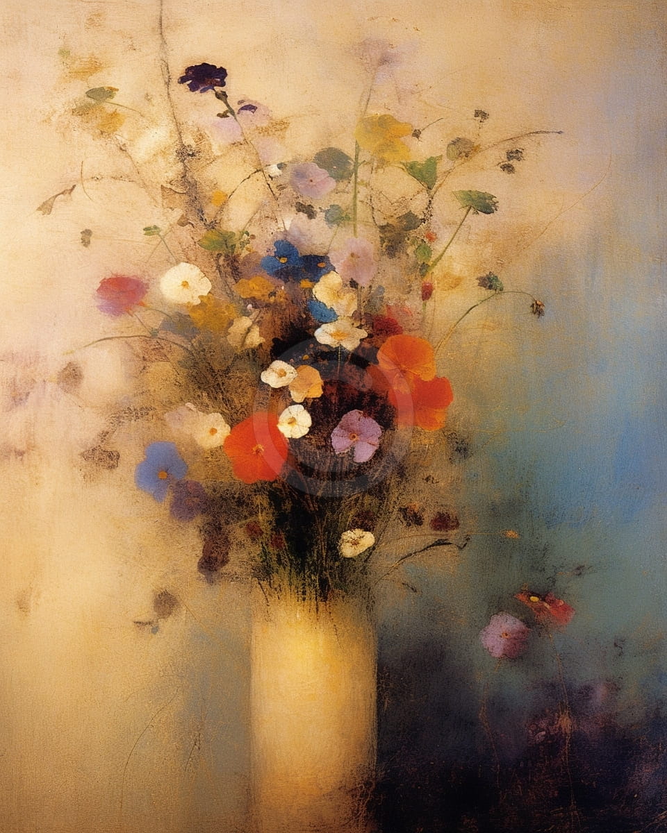 Tablou Flori salbatice in vaza crem