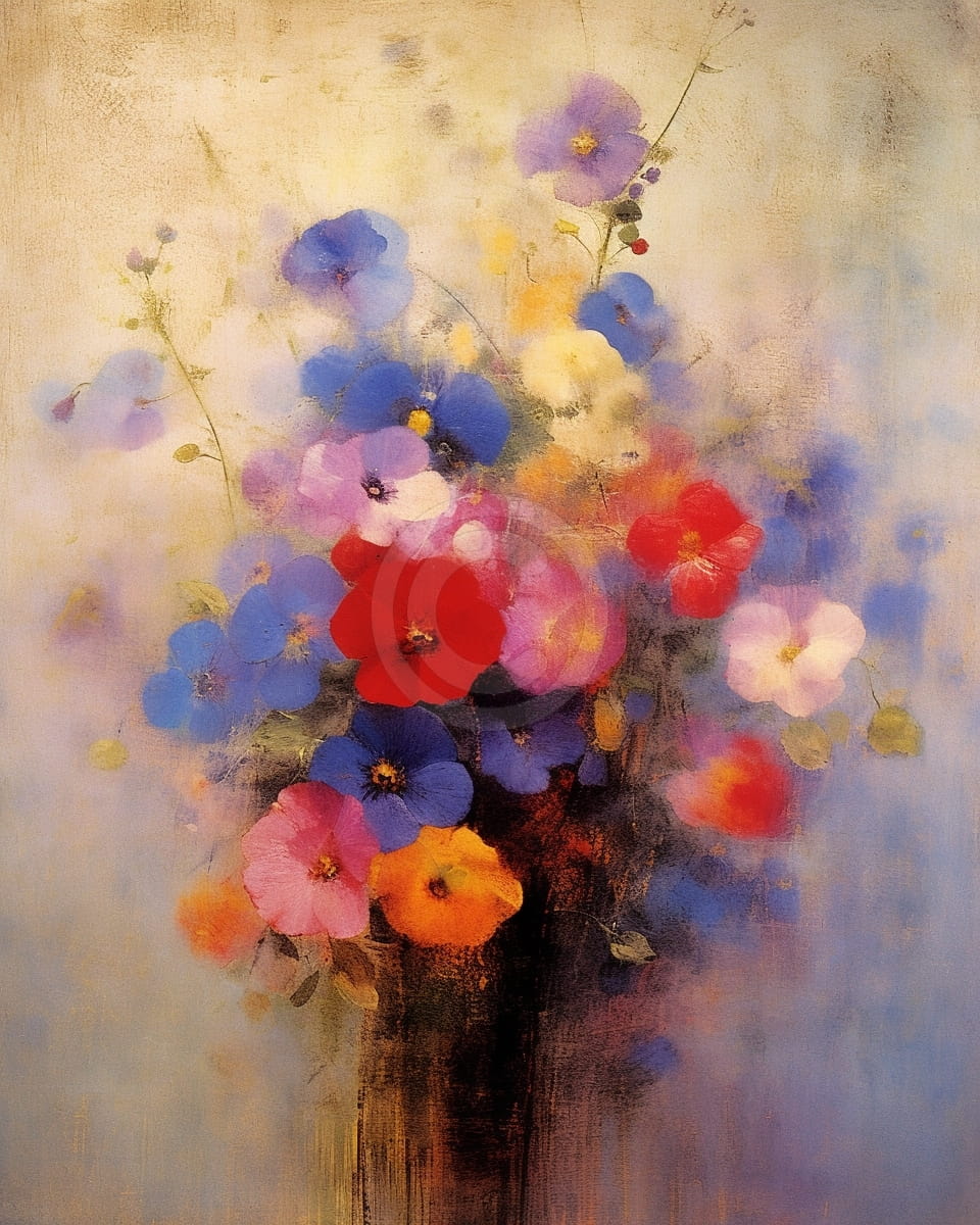 Tablou Buchet de flori pastel pe fundal deschis