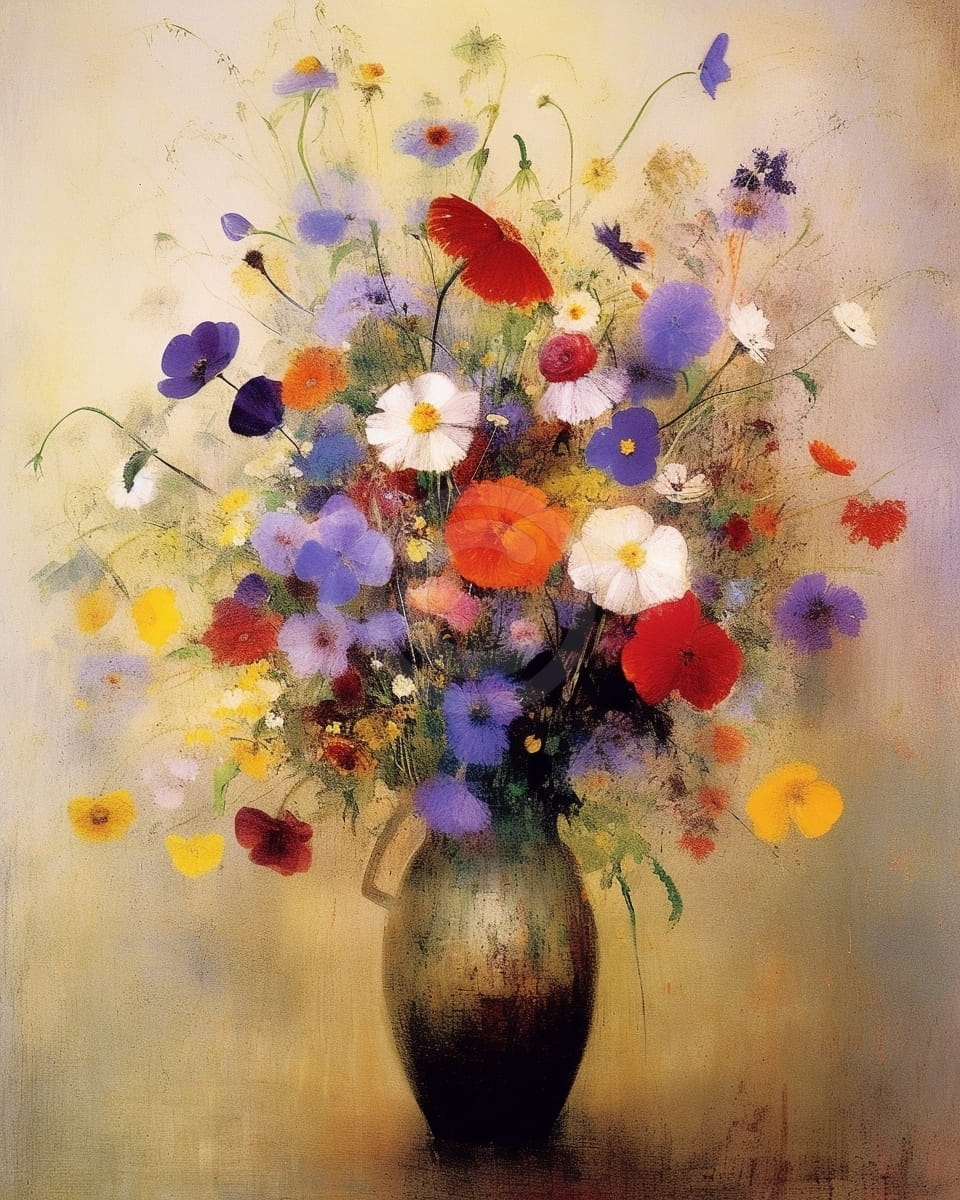 Tablou Flori de camp in vas rustic