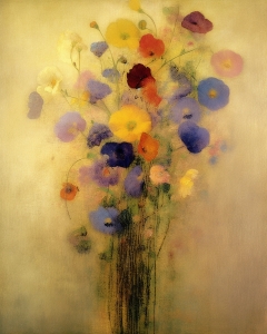 Buchet pastel pe fundal galben