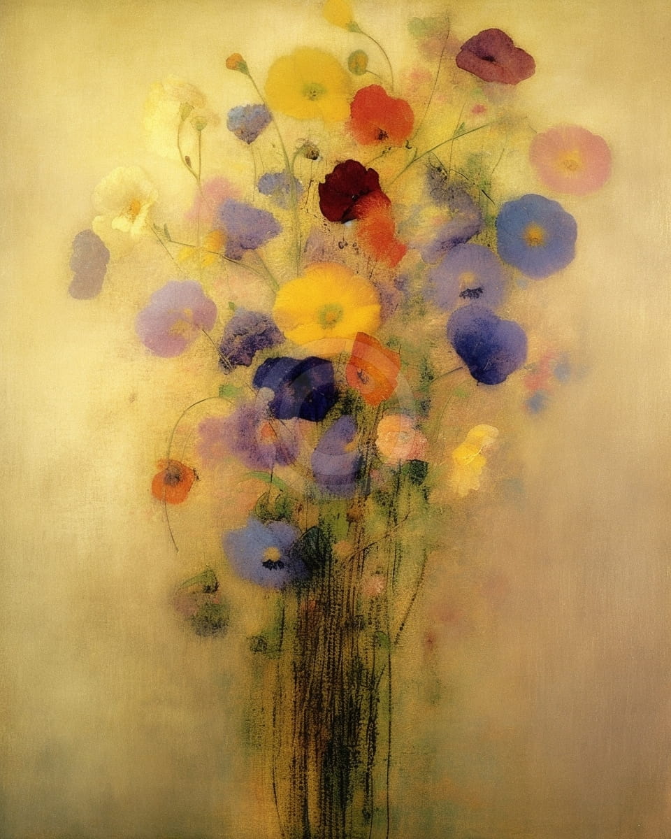 Tablou Buchet pastel pe fundal galben