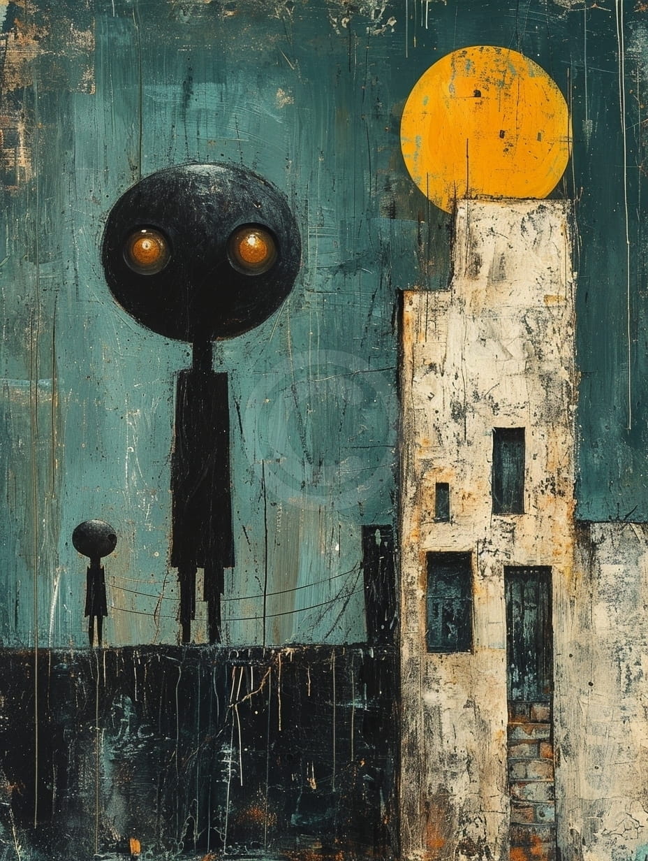 Tablou Umbre sub soarele portocaliu