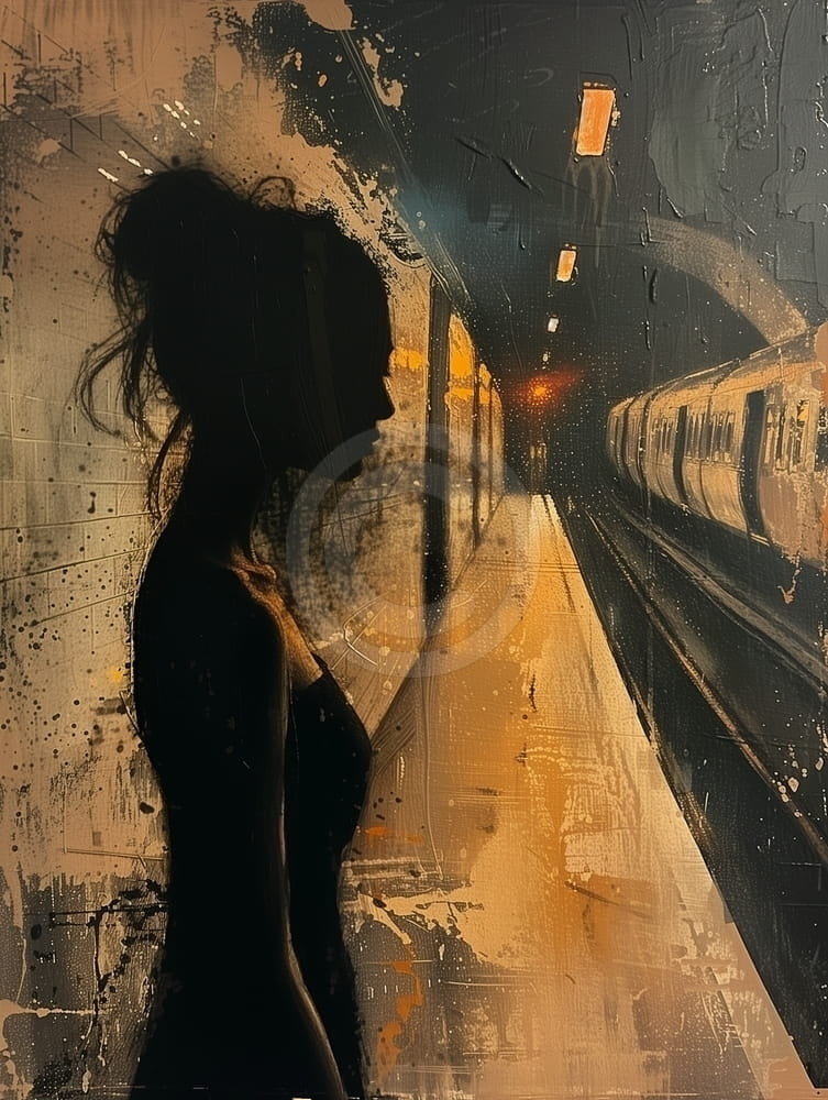 Tablou Asteptare pe peronul intunecat