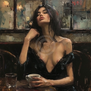 Femeie senzuala la cafenea