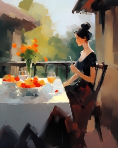 Mic dejun pe terasa in lumina diminetii