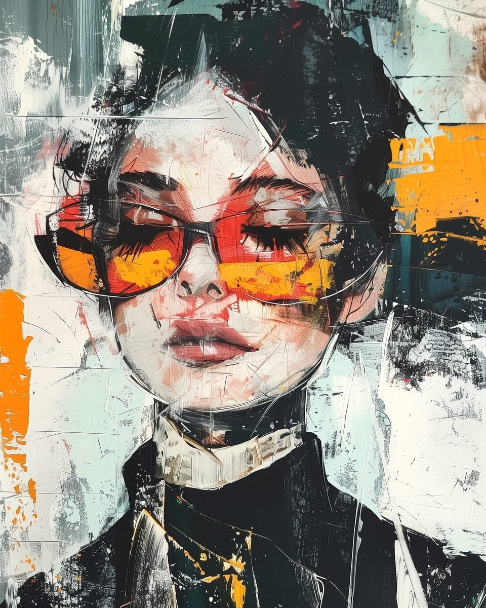 Tablou Femeie cu Ochelari Portocalii