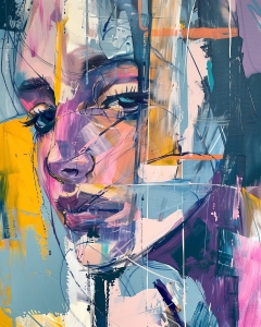Portret expresiv in culori abstracte