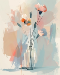 Maci stilizati in vaza transparenta