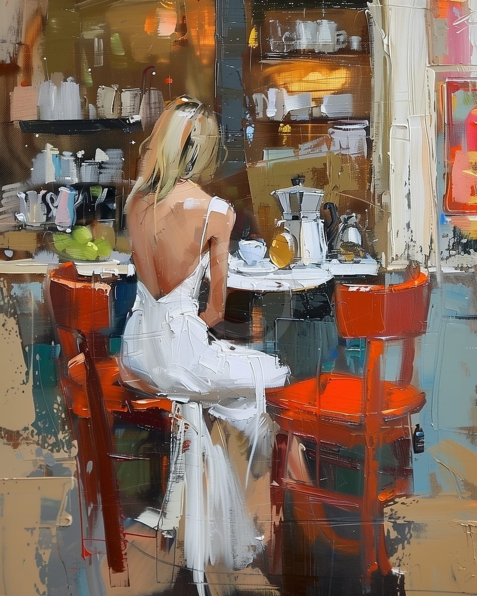 Tablou Femeie la cafenea