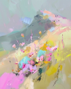 Flori salbatice pe camp pastelat