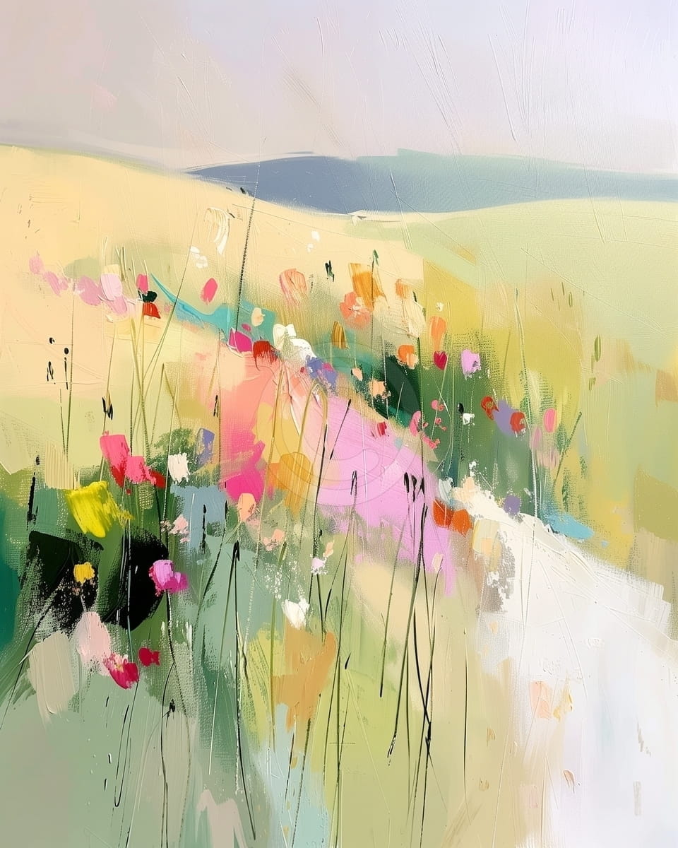 Tablou Camp cu flori salbatice in lumina de vara