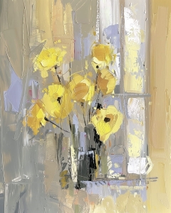 Flori galbene la fereastra