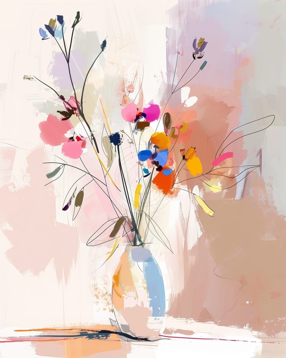 Tablou Buchet colorat in vaza ovala