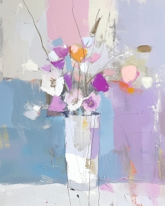 Buchet pastel in vaza cilindrica