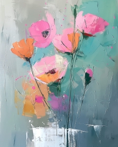 Buchet de flori roz si portocalii