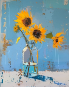 Floarea-soarelui in sticla cu apa