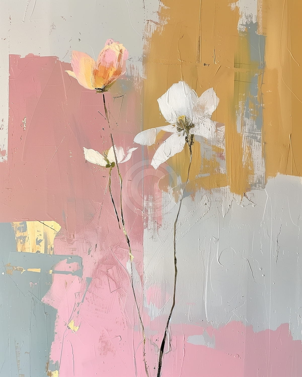 Tablou Flori delicate pe fundal pastel