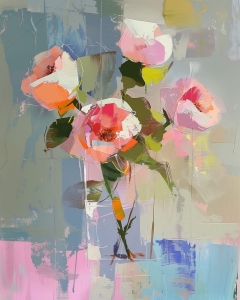 Buchet de flori roz in stil modern