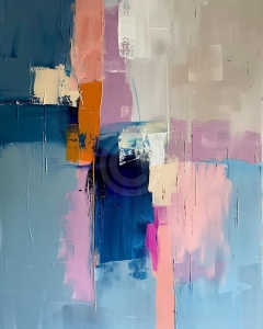 Abstract modern in nuante de albastru si roz