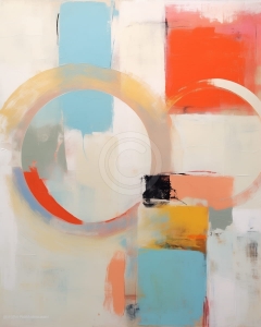 Abstract circular cu accente de turcoaz si portocaliu