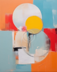 Abstract geometric cu cerc galben si fundal turcoaz