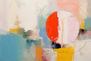 Abstract modern cu cerc bicolor si fundal pastel