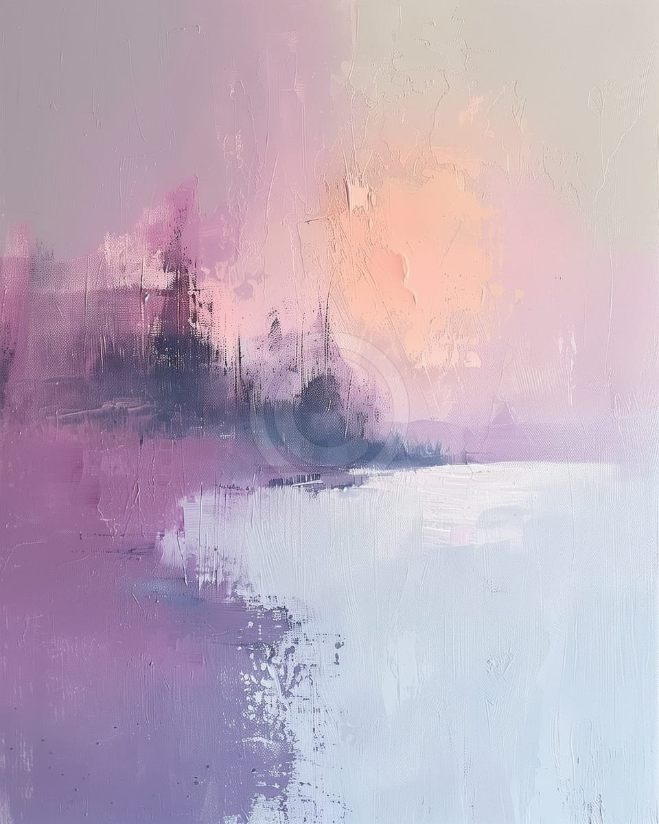 Tablou Peisaj abstract mov cu apus