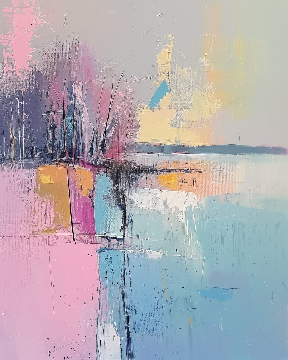 Tablou Peisaj abstract in culori pastel