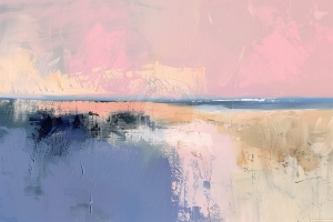 Peisaj abstract cu cer roz si mal marin