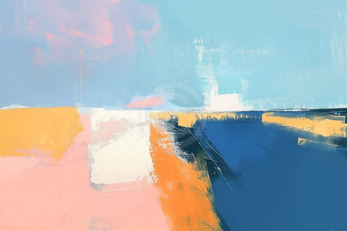 Tablou Peisaj abstract marin in culori calde