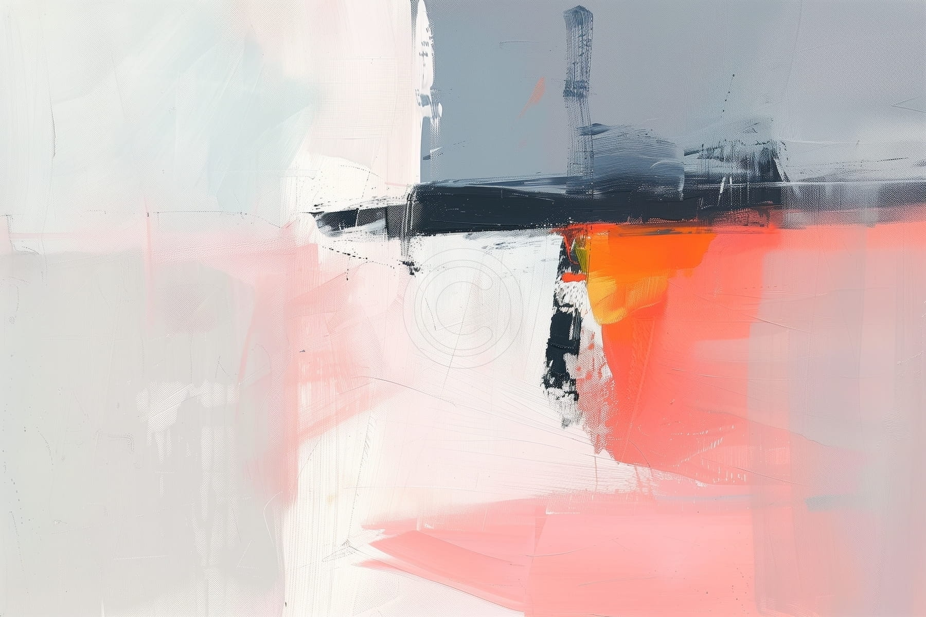 Tablou Pictura abstracta in tonuri de coral si gri