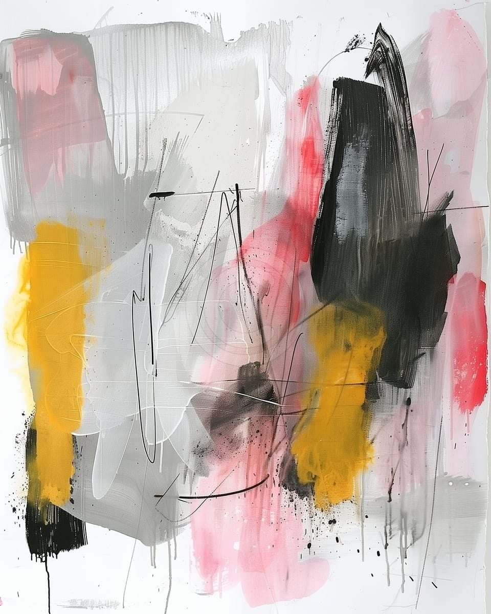 Tablou Pictura abstracta in rosu, galben si negru