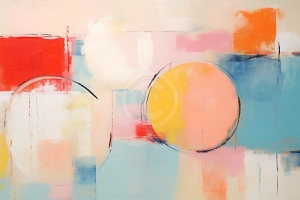 Compozitie abstracta cu cercuri si culori pastel