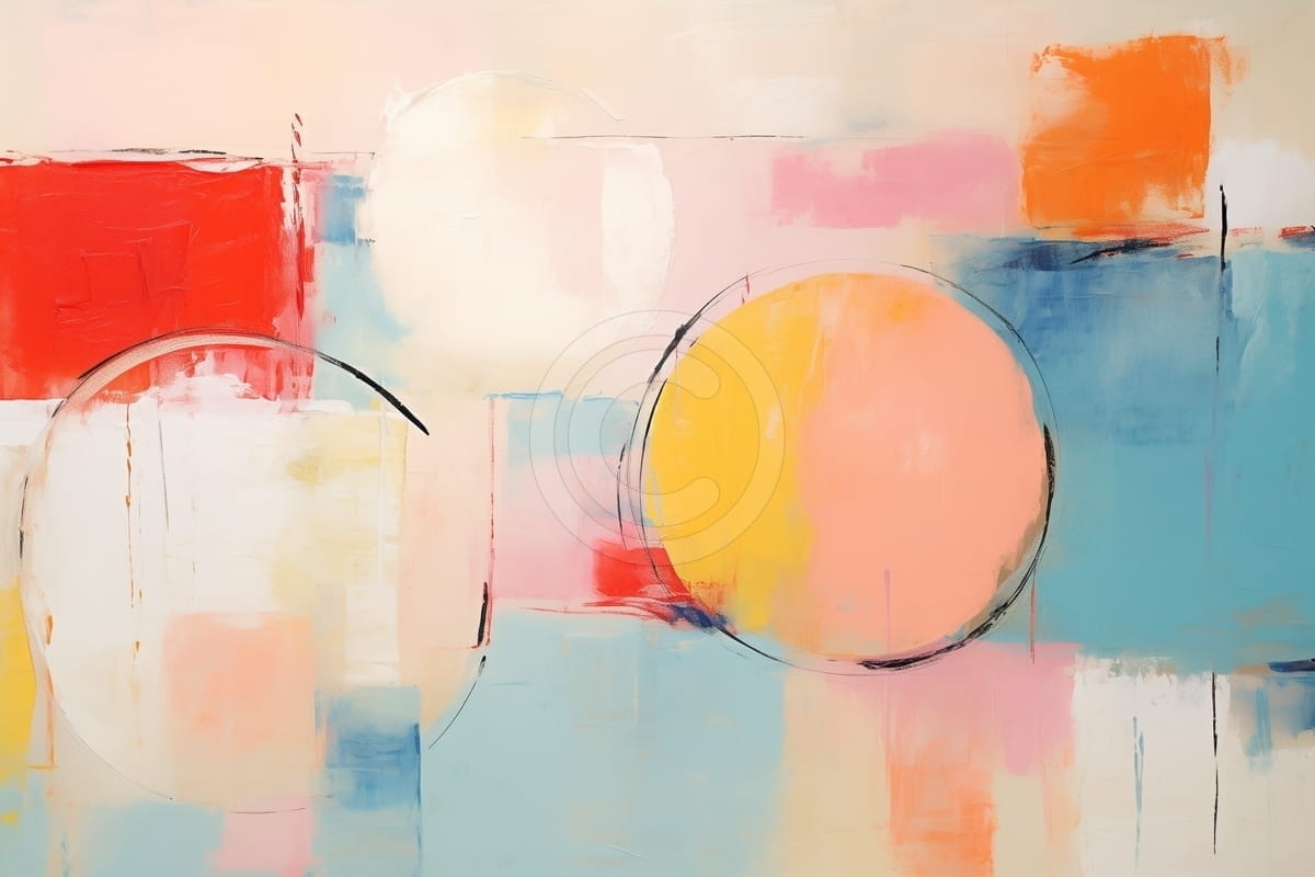 Tablou Compozitie abstracta cu cercuri si culori pastel