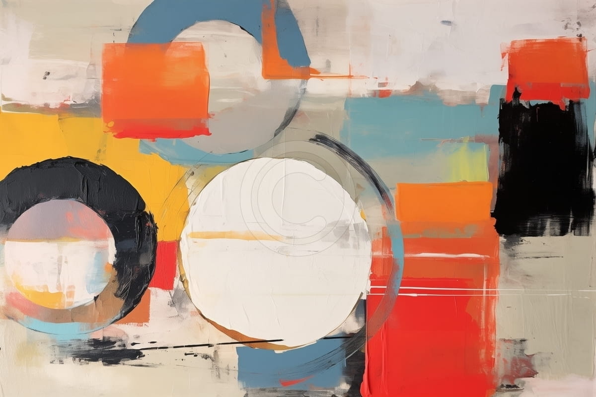 Tablou Forme circulare si blocuri de culoare