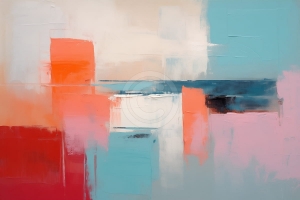 Compozitie abstracta in tonuri calde si reci