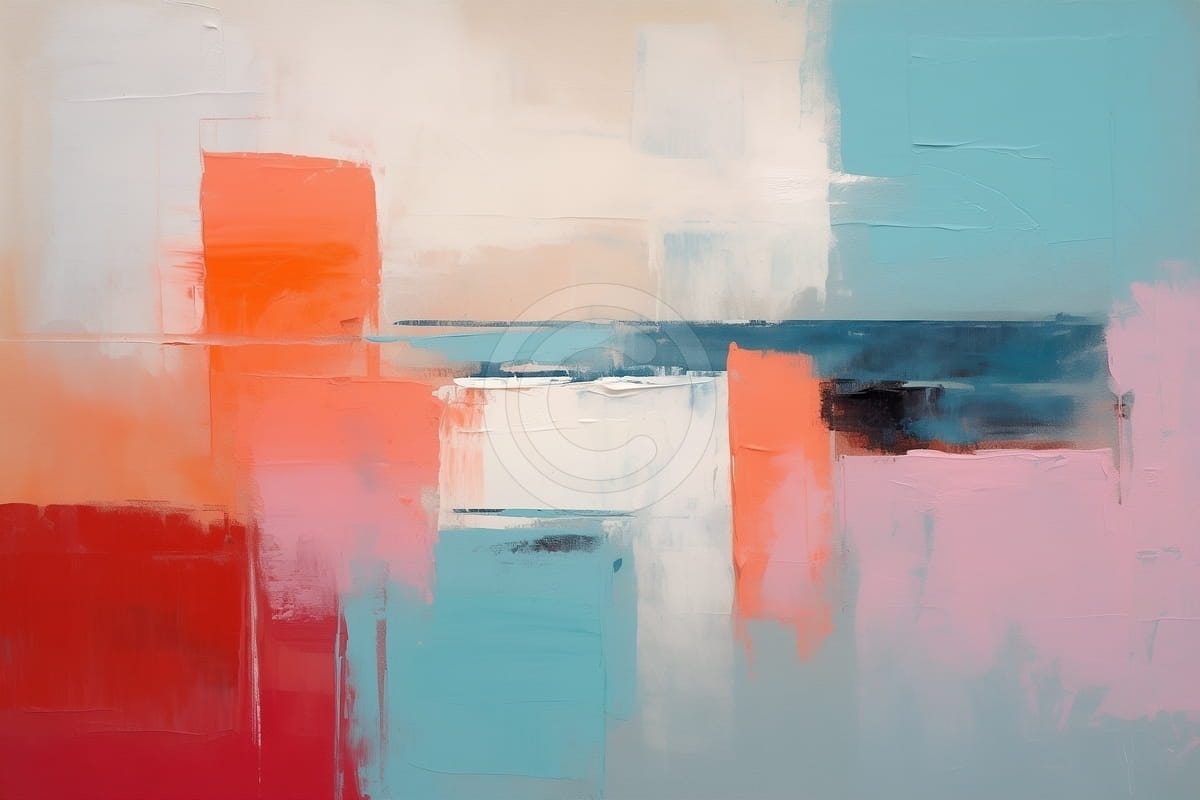 Tablou Compozitie abstracta in tonuri calde si reci