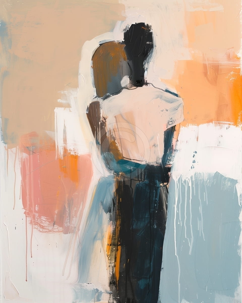 Tablou Cuplu imbratisat in stil abstract