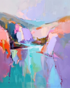 Peisaj montan in culori pastel