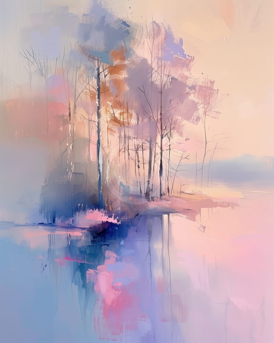 Tablou Padure pastel oglindita in apa