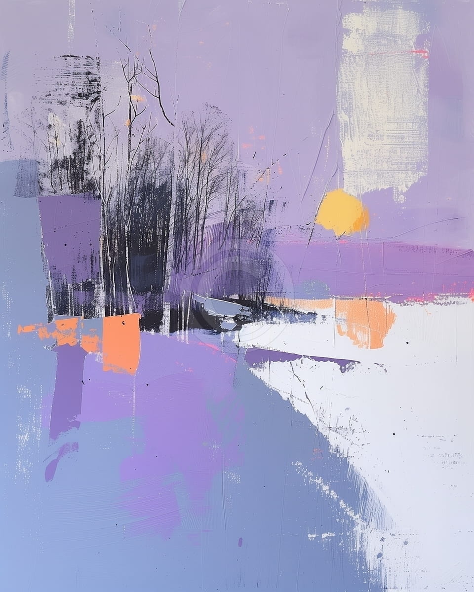 Tablou Apus de iarna in tonuri violet