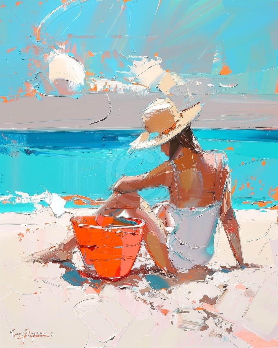 Tablou Femeie relaxata pe plaja