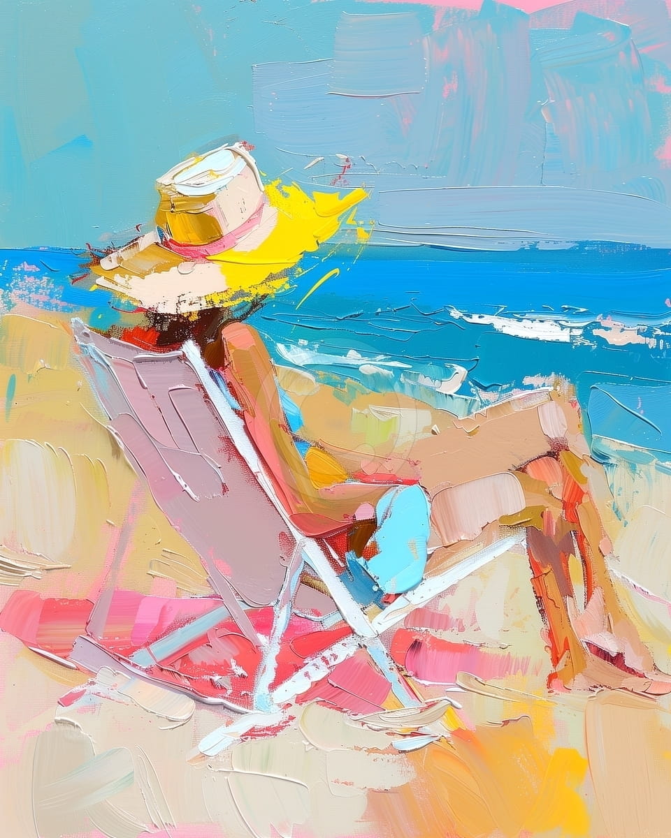 Tablou Femeie pe sezlong la malul marii