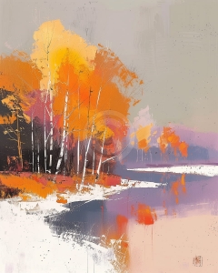 Padure de toamna langa lac