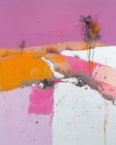 Peisaj modern colorat cu copaci