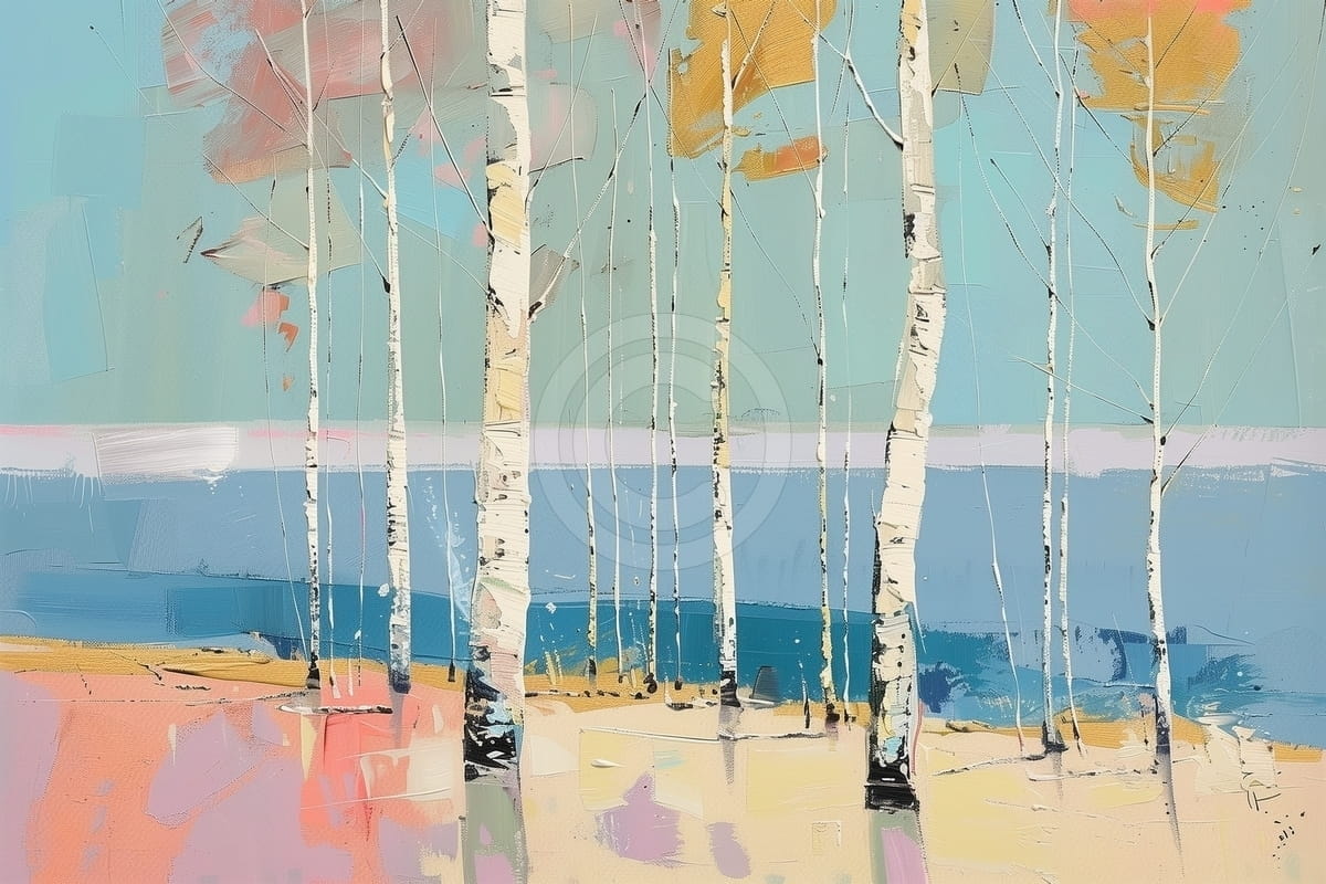 Tablou Padure de mesteceni in culori deschise