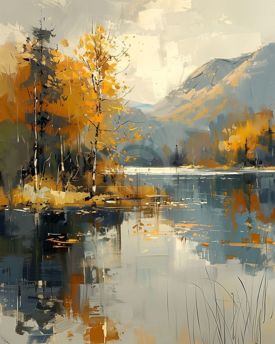 Tablou Lac in peisaj de toamna