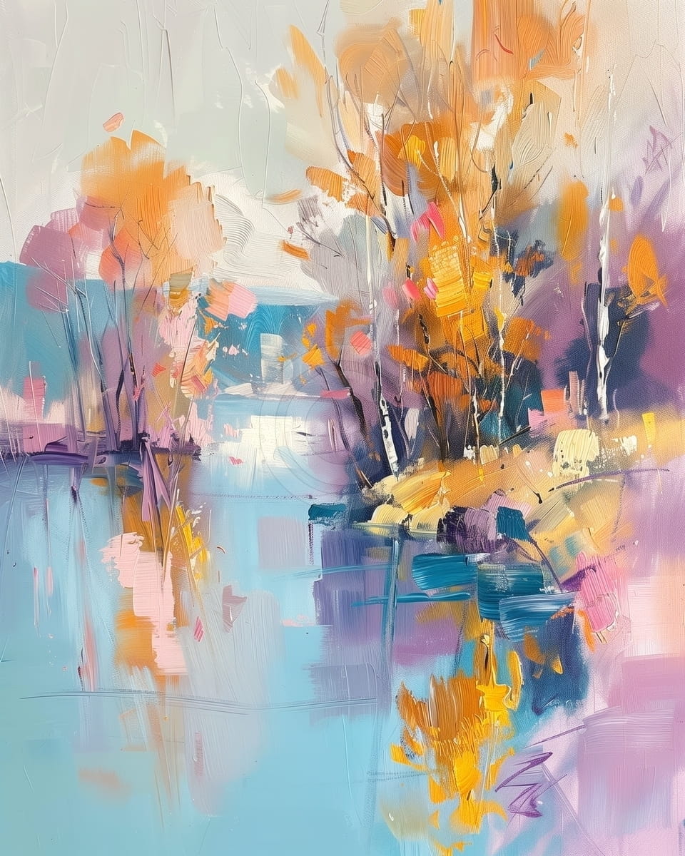 Tablou Reflecții colorate pe malul lacului