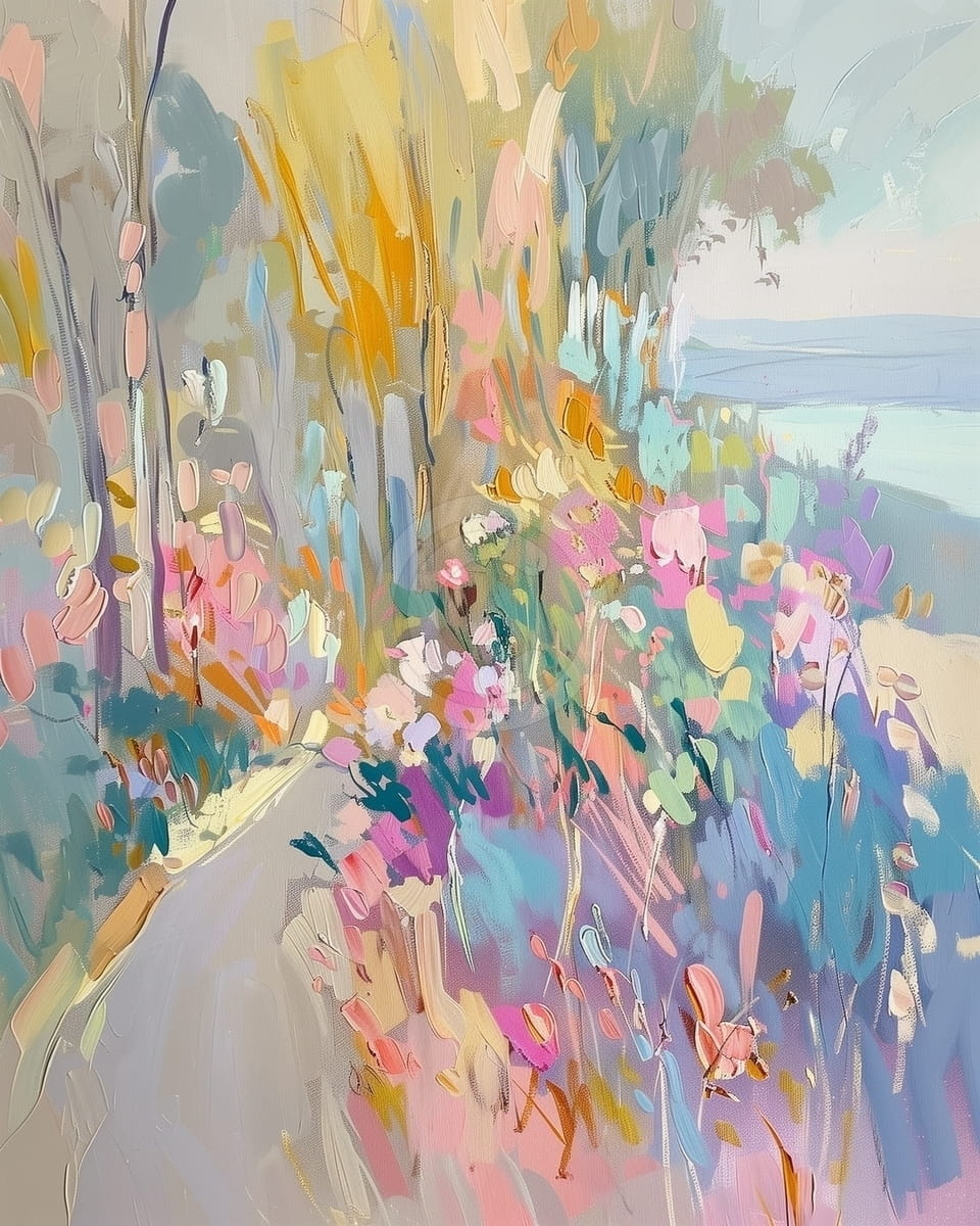 Tablou Poteca printre flori colorate